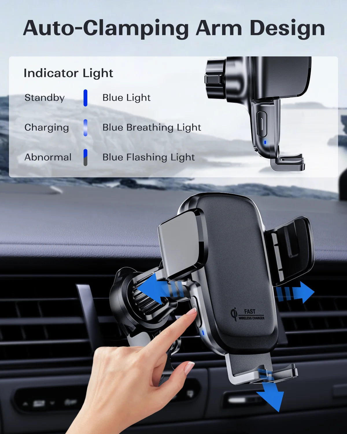 Wireless Charger in car with 360 Rotate for all devices