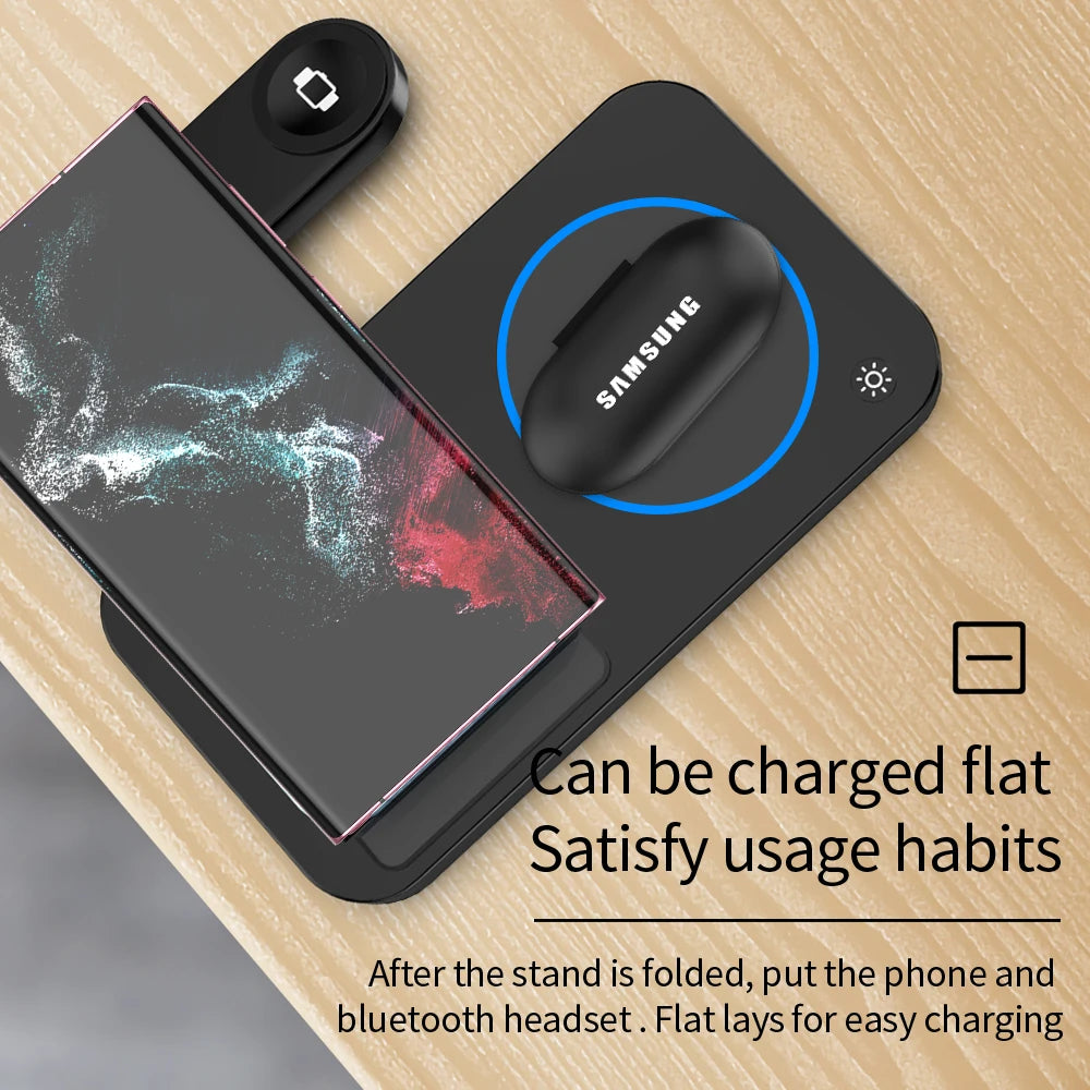 Foldable 30W 3 In 1 Wireless Charger For Samsung devices