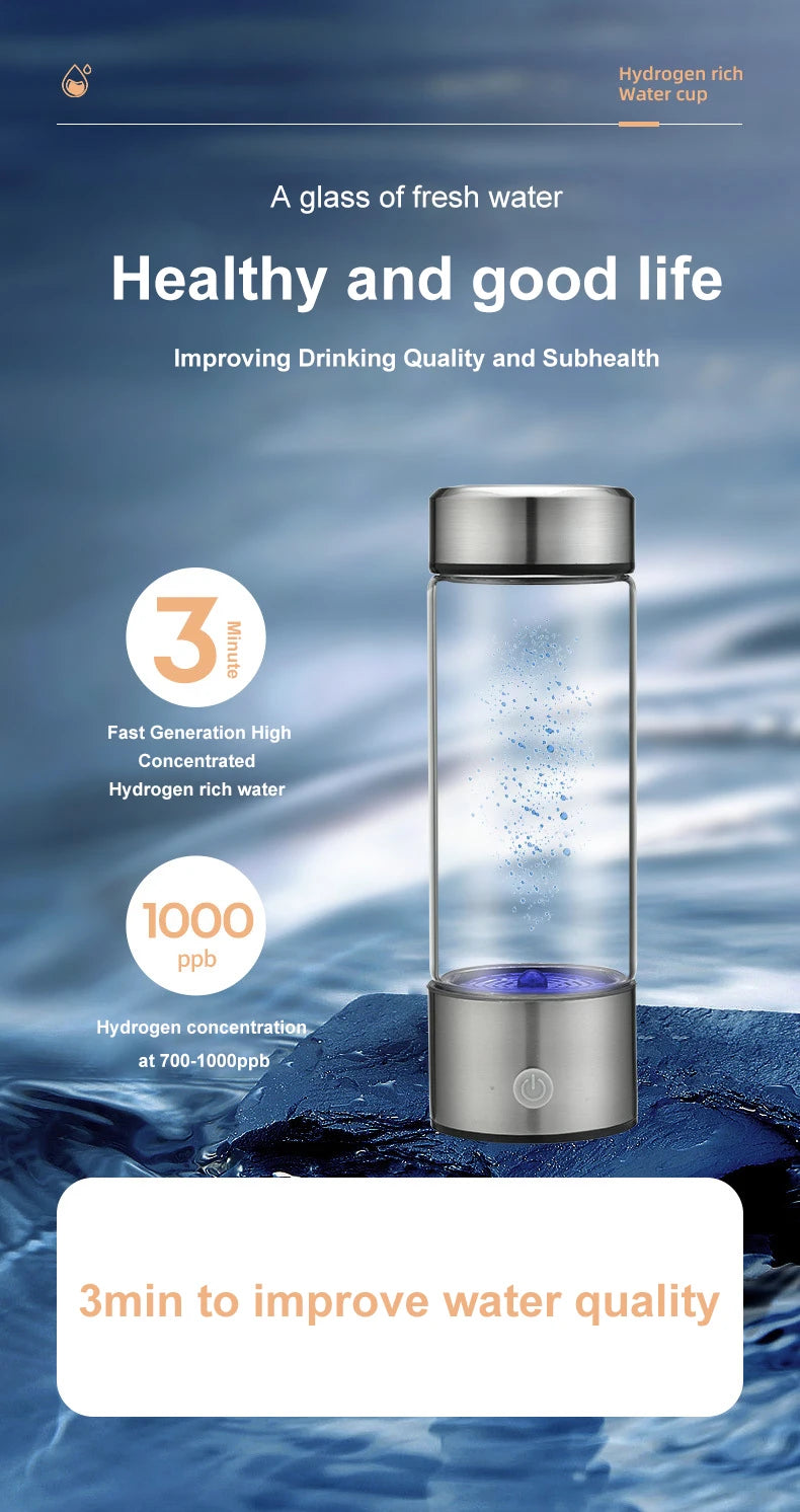 450ml Portable Hydrogen Water Generator bottle