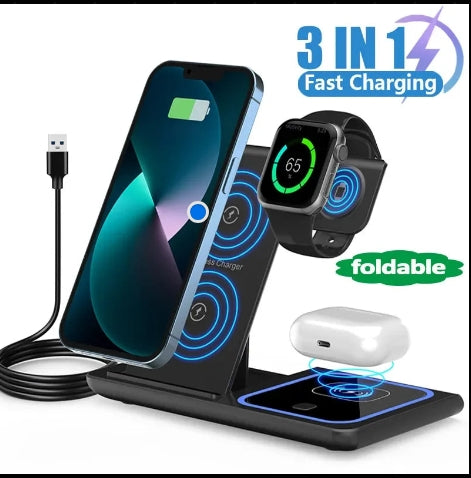 Foldable 30W 3 In 1 Wireless Charger For Samsung devices