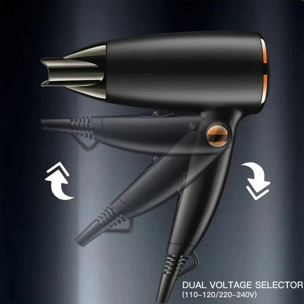 Low Noise and Fast Dry Electric Travel Hair Dryer with Foldable Handle