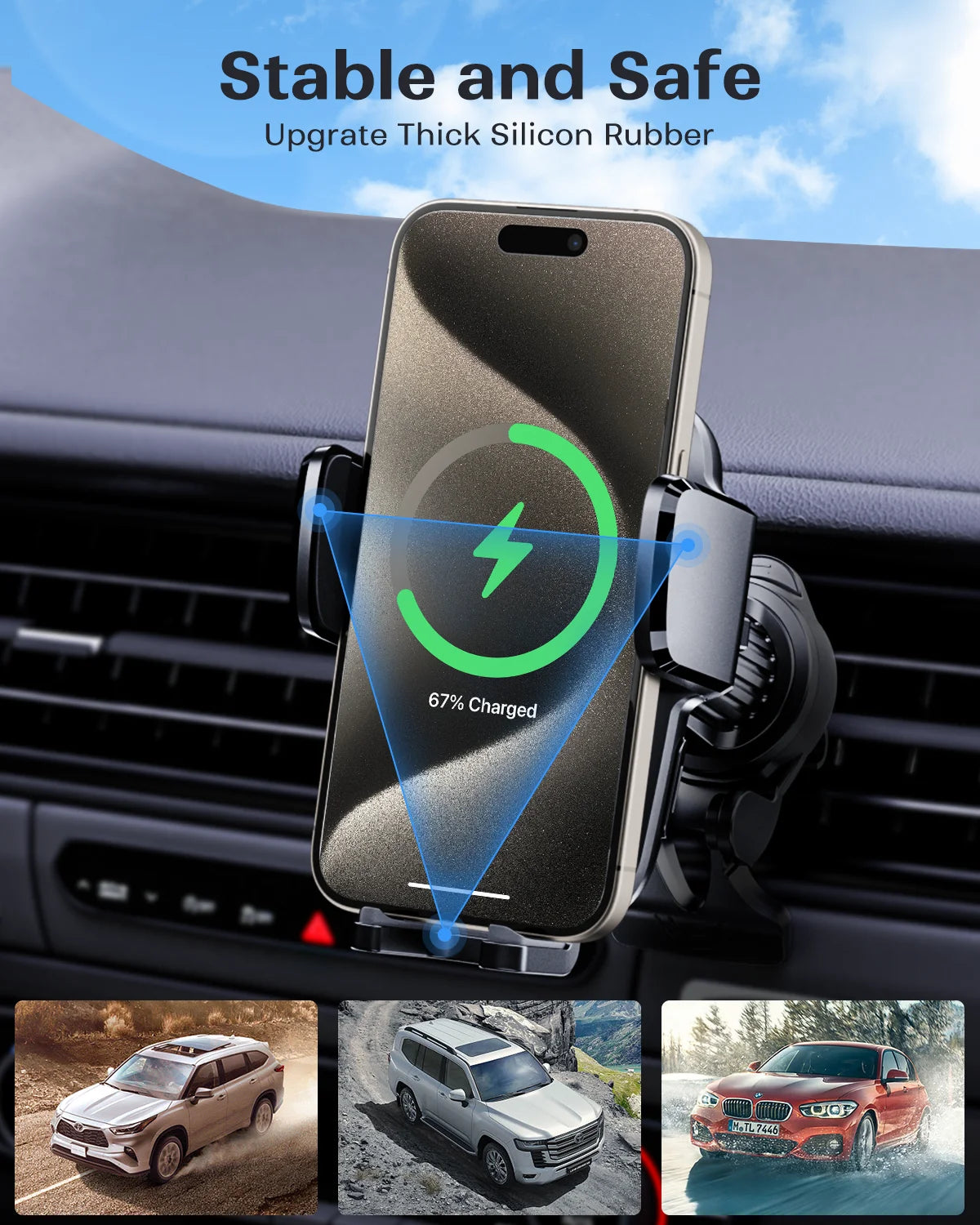 Wireless Charger in car with 360 Rotate for all devices